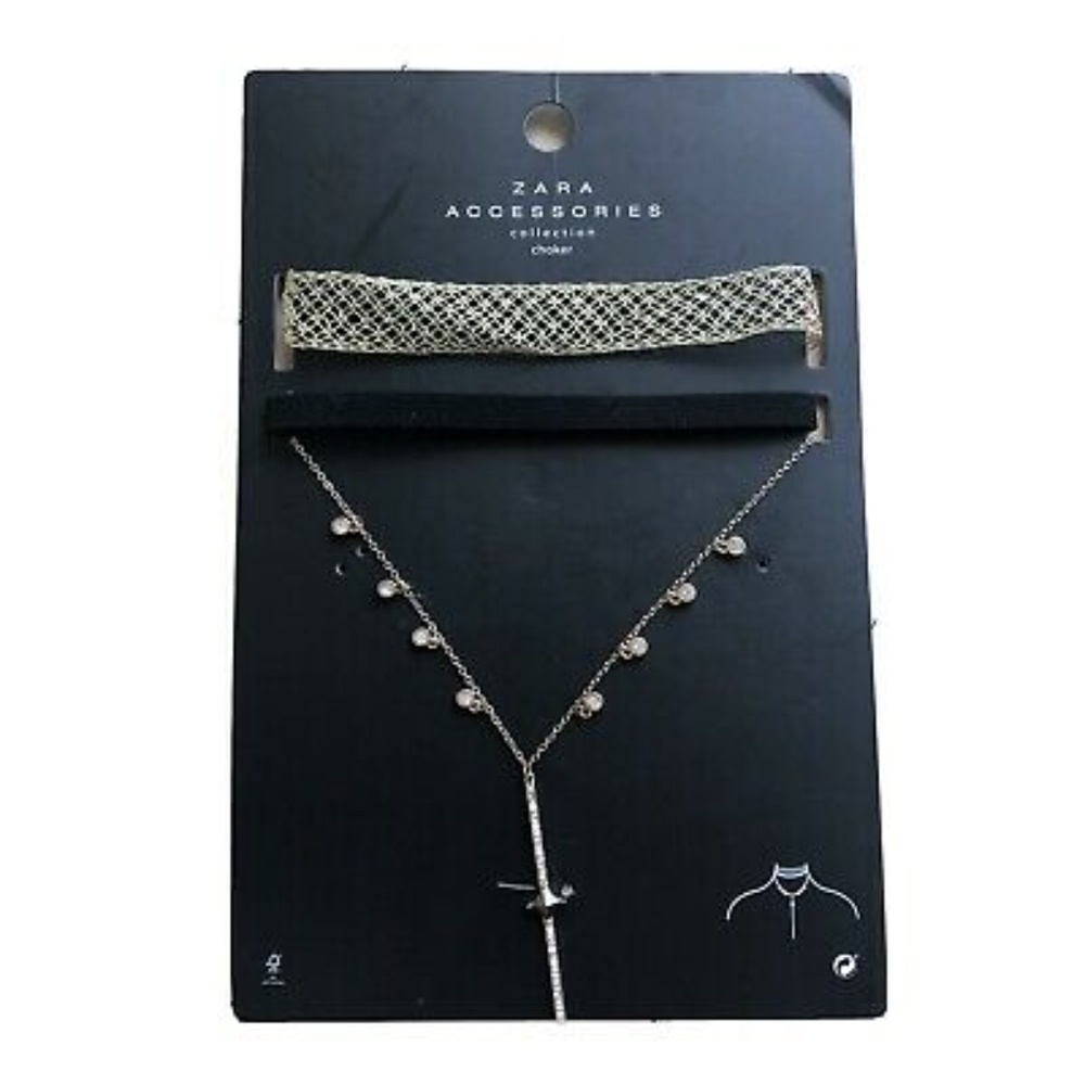 ZARA | NWT 3 Piece Gold Choker Necklace set